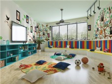 沙发背景墙现代大型幼儿园休息室装修效果图
