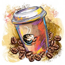 茶手绘美味的咖啡插画