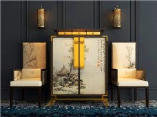 中式豪华别墅客厅装修效果图