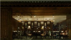 中式典雅风情餐厅木制门框工装装修效果图