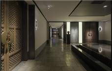 中式高级餐厅走廊瓷砖地板工装装修效果图