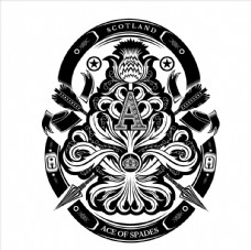 手绘黑桃a矢量图下载