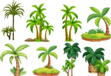绿树8款绿色椰子树设计矢量素材