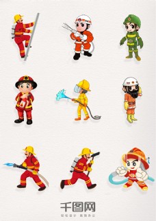 中国消防安全日消防员手绘图