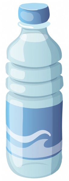 手绘蓝色纯净水瓶子免抠png透明素材