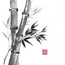 墨印背景新中式水墨画竹子素材元素背景印章竹叶传统