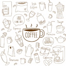 咖啡杯手绘线条咖啡元素