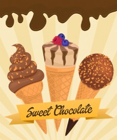 美味的巧克力冰淇淋插画