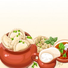 中华美食饺子海报矢量背景素材
