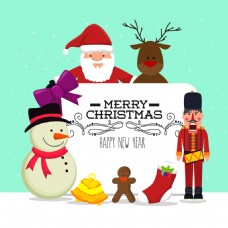 圣诞老人和雪人插画