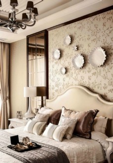 装修花纹现代时尚卧室咖啡色褐色花纹背景墙室内装修