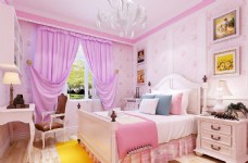 墙纸2017粉色女生小卧室装修窗帘颜色效果图