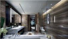 现代工业风浴室褐色背景墙室内装修效果图