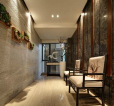 中式风格客厅走廊单人椅室内装修效果图