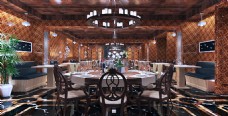 室内设计复古民国风饭店餐厅厅堂3D效果图