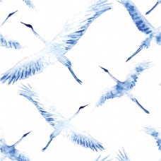 高雅时尚蓝鹤壁纸图案装饰设计