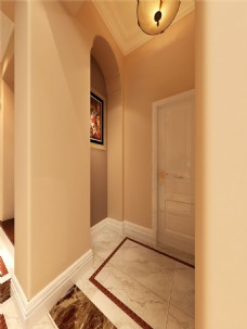 室内背景美式清新客厅杏色背景墙室内装修效果图