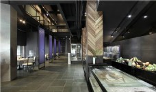 现代时尚大气餐厅褐色柱子工装装修效果图