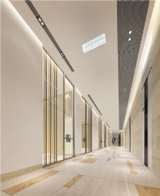 现代办公现代时尚双色地板办公室工装装修效果图