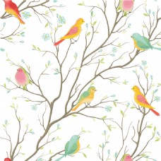 纸类清新素雅鸟类壁纸图案装饰设计