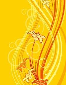 矢量花卉黄色底纹花卉卡通矢量素材