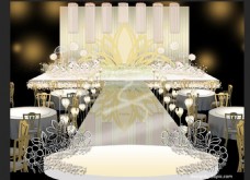 室内设计香槟色婚礼主舞台psd效果图