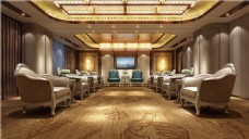 会议背景现代经典酒店会议室金色地毯工装装修效果图