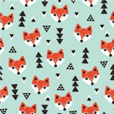 清新可爱风橙红色狐狸壁纸图案装饰设计