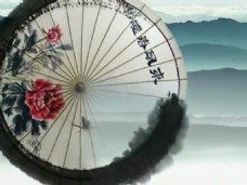 中国风彩色水墨纸伞视频素材