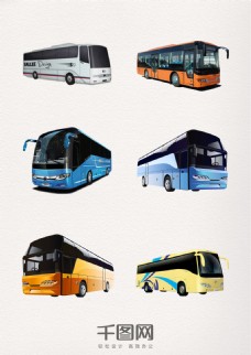 蓝色汽车公交黄色旅游大巴车