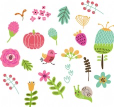 矢量花卉植物花卉卡通插画矢量素材