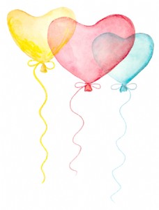 爱心多彩气球透明装饰图案