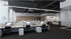 现代办公现代时尚深色地板办公室工装装修