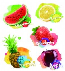 卡通菠萝彩色手绘缤纷水果卡通矢量素材