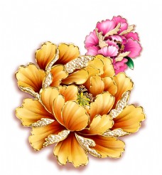 精美彩绘牡丹花朵图案