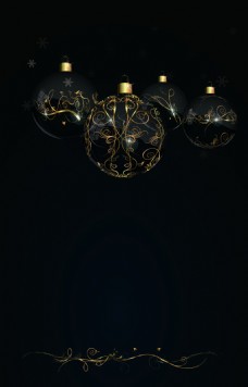 黑色圆球吊坠上的花纹背景素材