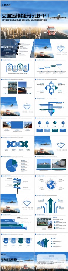 商业交流商务风交通运输物流行业汇报总结PPT模板