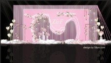 室内设计粉色婚礼迎宾区psd效果图