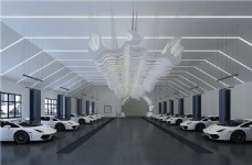 现代简约风白色调汽车展厅效果图