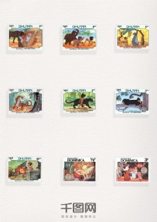 动画卡通图案邮票元素