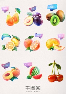 水彩植物水果素材