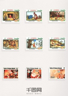 国外卡通图案邮票元素