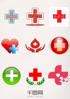 红色扁平化医疗十字图标