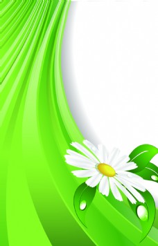 绿背景绿色飘带上的花朵背景