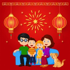 春节一家人幸福家庭