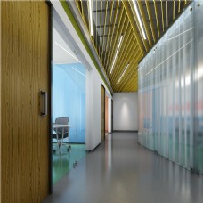 现代办公现代时尚淡蓝色墙面办公室工装装修效果图