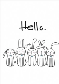 女童印花卡通兔子矢量图下载