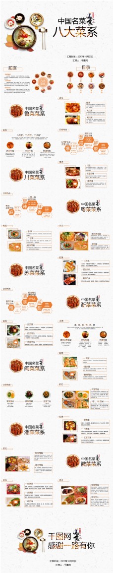 餐饮中国八大菜系PPT模板