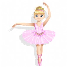 女装粉色裙装芭蕾舞女孩矢量图