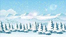 雪山风景冬季雪地雪山森林风景矢量素材